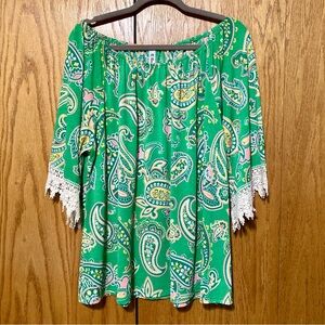💚 Green Boho Paisley Top 💚